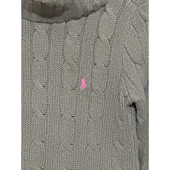 VTG Ralph Lauren Cotton Cable Knit Turtleneck Sweater M Grey Classic Preppy - Picture 6 of 13